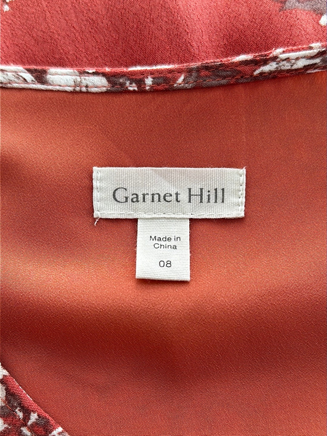 GARNET HILL muted coral Floral Viscose Short Sleeve Dress - 8