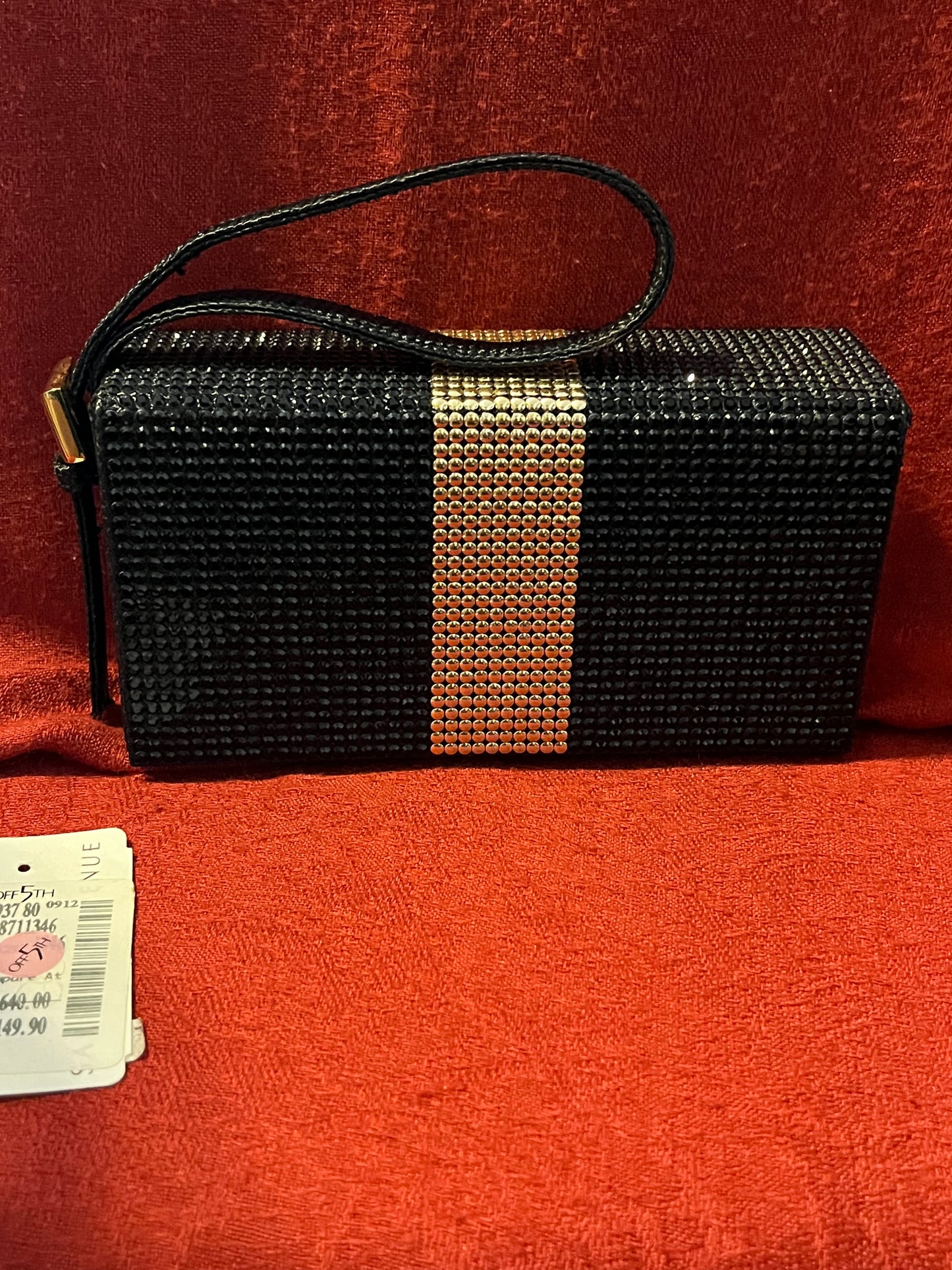 Renaud Pellegrino Black and Gold Studded Box Evening Bag