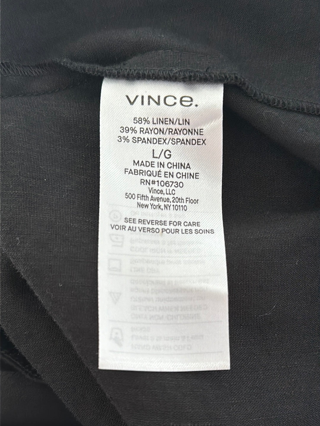 VINCE black Linen Rayon Blend Sleeveless Pocket Drawstring A-Line Midi Dress - L
