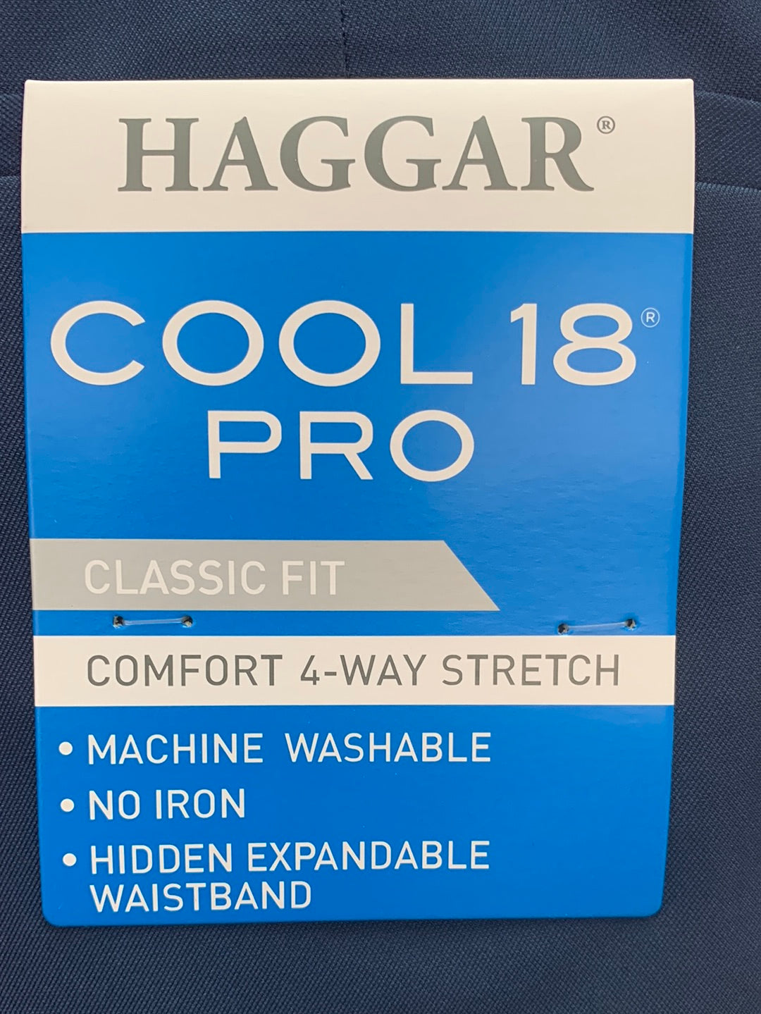 NWT - HAGGAR navy Cool 18 Pro Flat Front Classic Fit Golf Pants - 48x32