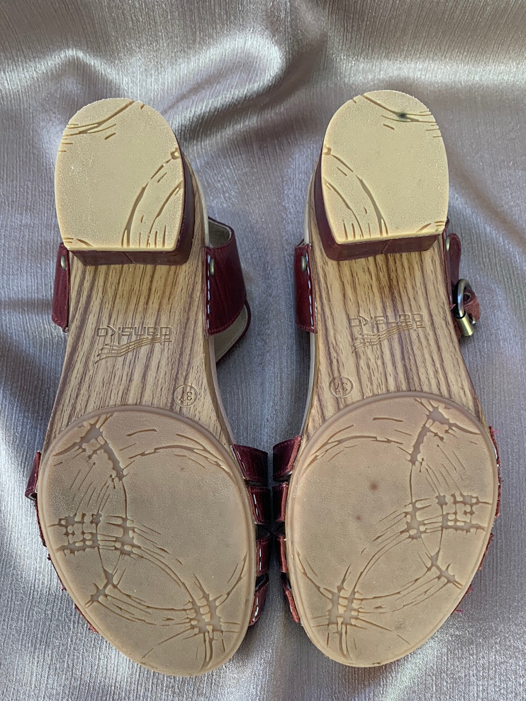 DANSKO mahogany Mara Open Toe Calf Leather Sandal - 37 | US 6.5-7