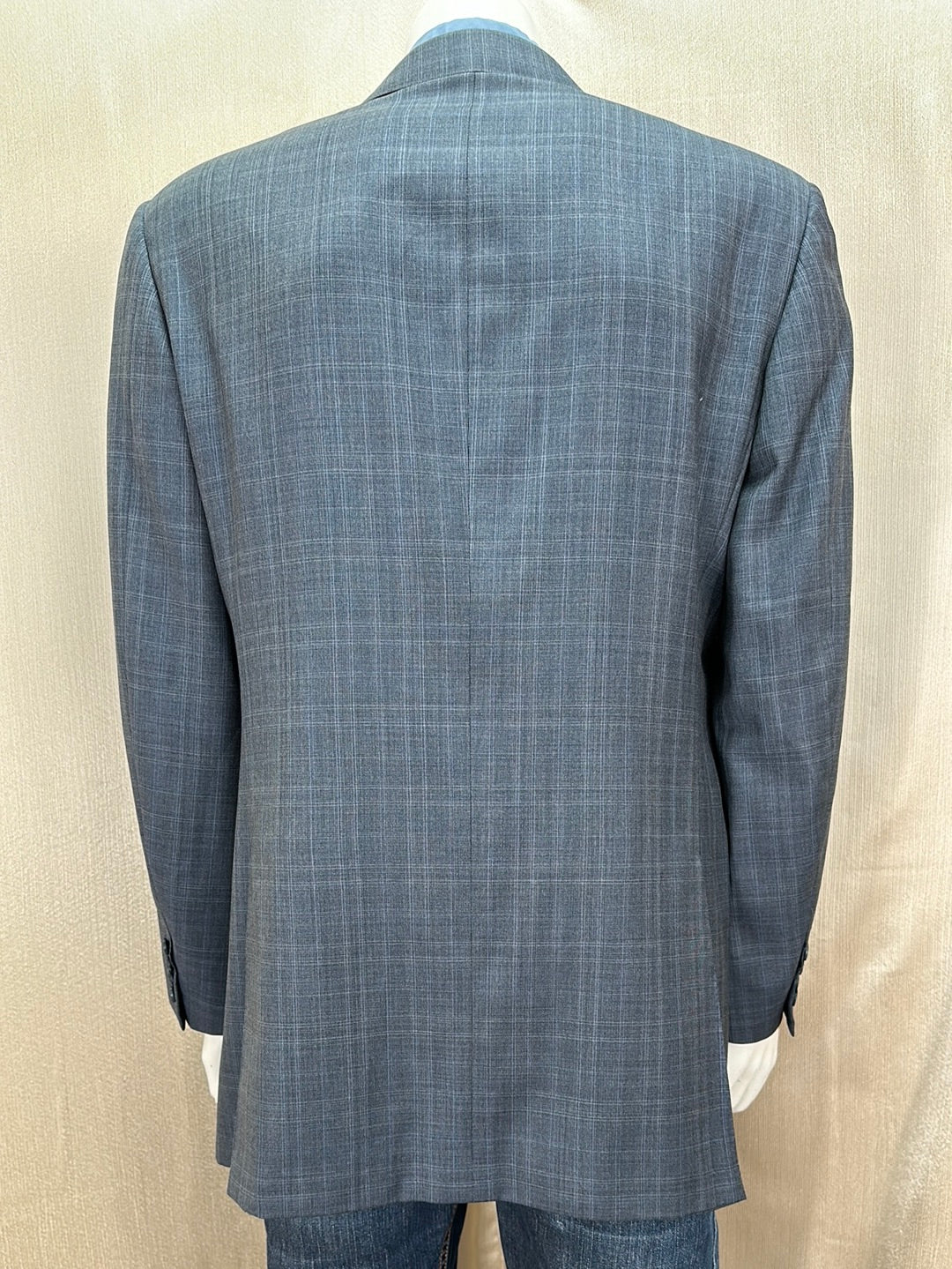 CANALI blue grey Pure Wool Plaid 2 Button Sport Coat Blazer - 54 / US 44L