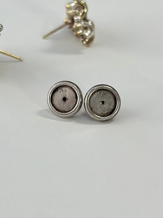 Vintage TANE 925 Sterling Silver 14K Gold Mexico Post Earrings - H: 7/8" W: 1/2"