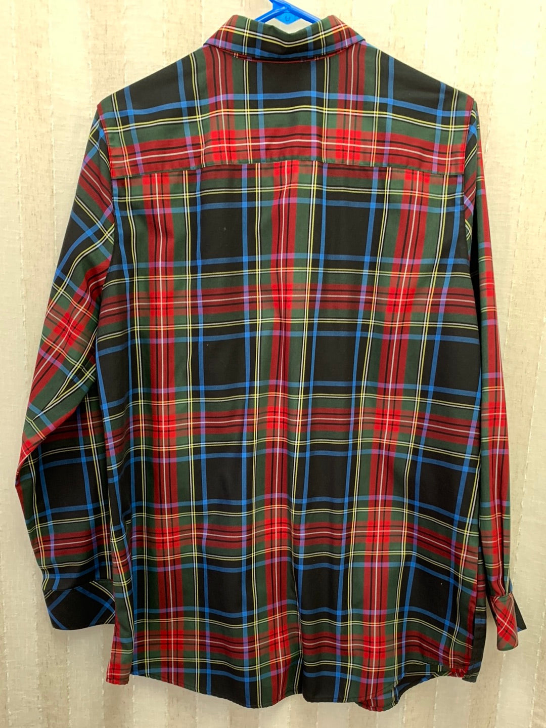 ORVIS red blue plaid Cotton Blend Long Sleeve Button Up Shirt - 14