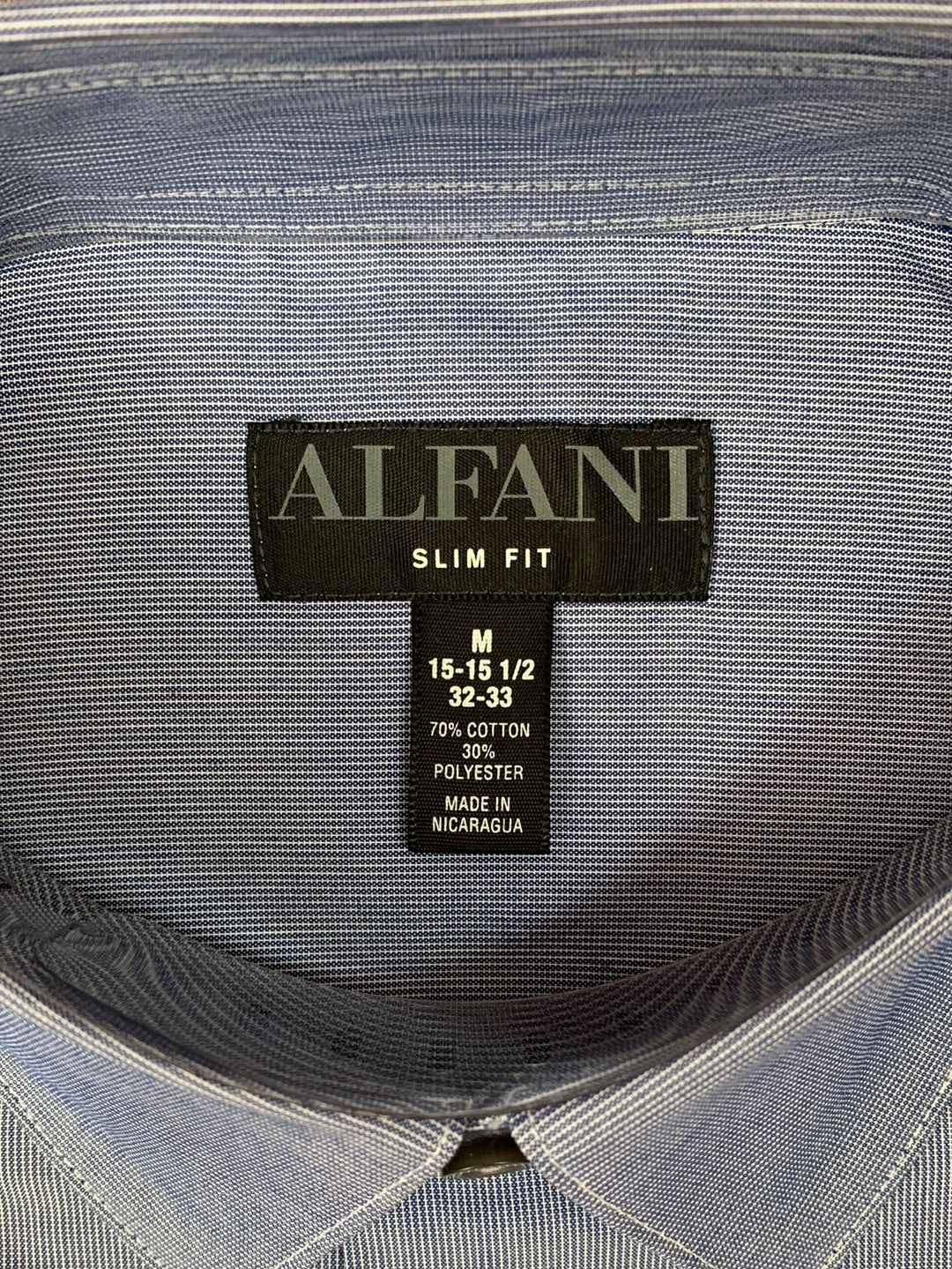 NWT - ALFANI blue Slim Fit Long Sleeve Button Up Shirt - 15-15.5 32-33 / M