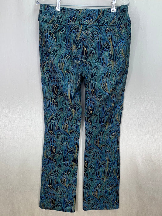 SOFT SURROUNDING black blue Peacock Marble Print Ponte Pull On Stretch Pants - M