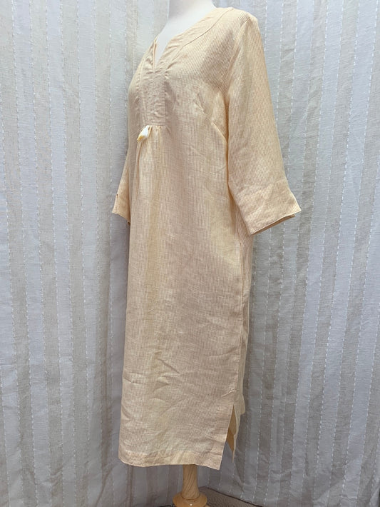 NWT - NoLoGo yellow stripe At Ease Linen 3/4 Sleeve Midi Dress - S/M