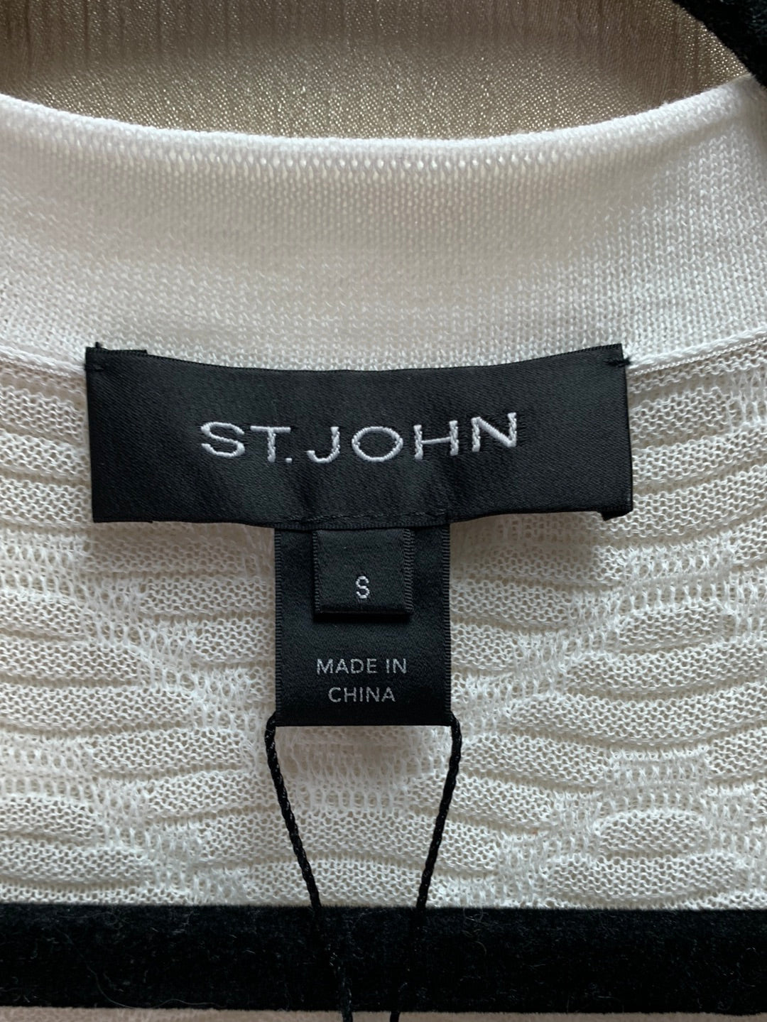 NWT - ST. JOHN cream Chevron Patterned Welt Knit Cardigan - S