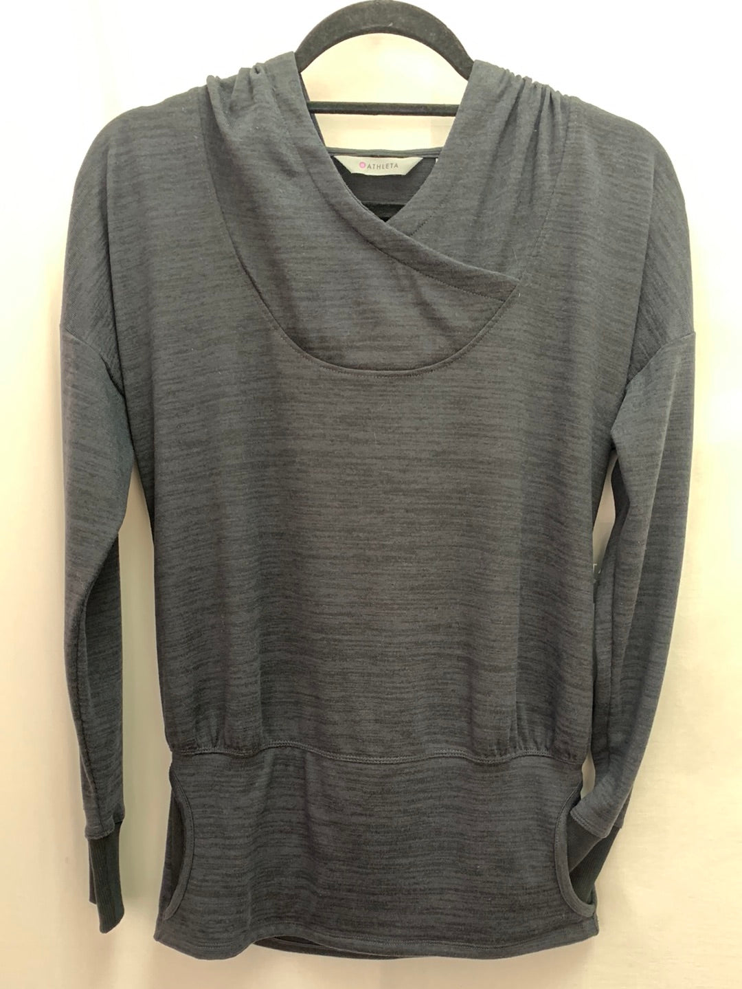 NWT - ATHLETA marled grey Batwing Robin Hooded Sweatshirt - XS