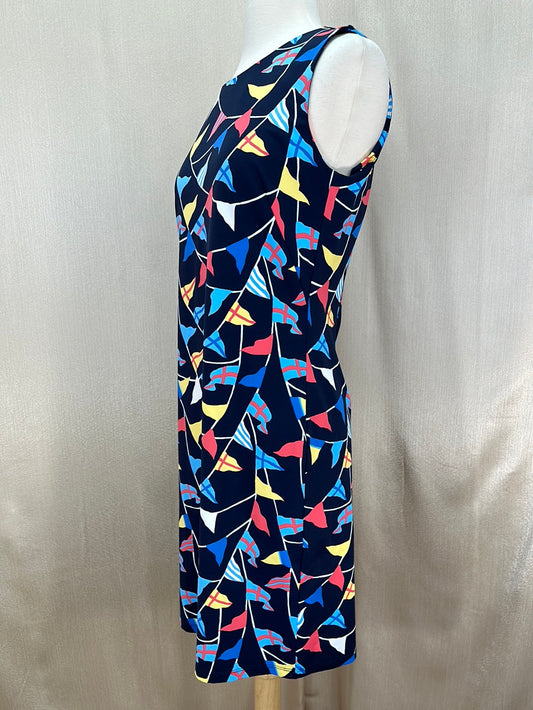 J. MCLAUGHLIN navy Flag Print Catalina Cloth Sleeveless Sophia Dress - S
