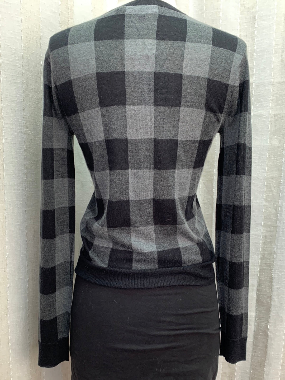 NWT - THEORY charcoal plaid Crew Neck Silk Cashmere Sweater - Small / P