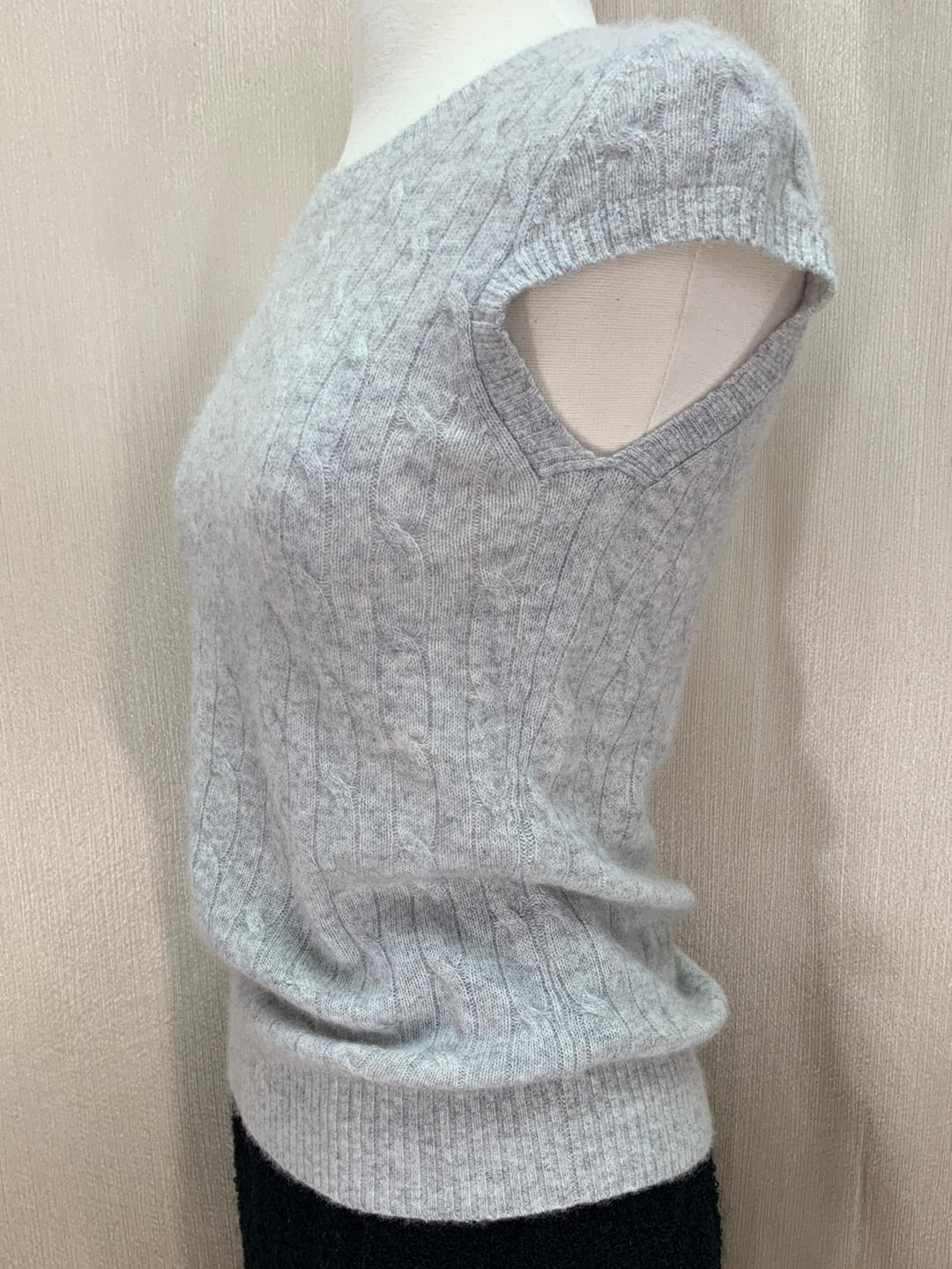 CHRISTOPHER FISCHER marled gray Cashmere Thin Cable Knit Sweater - M