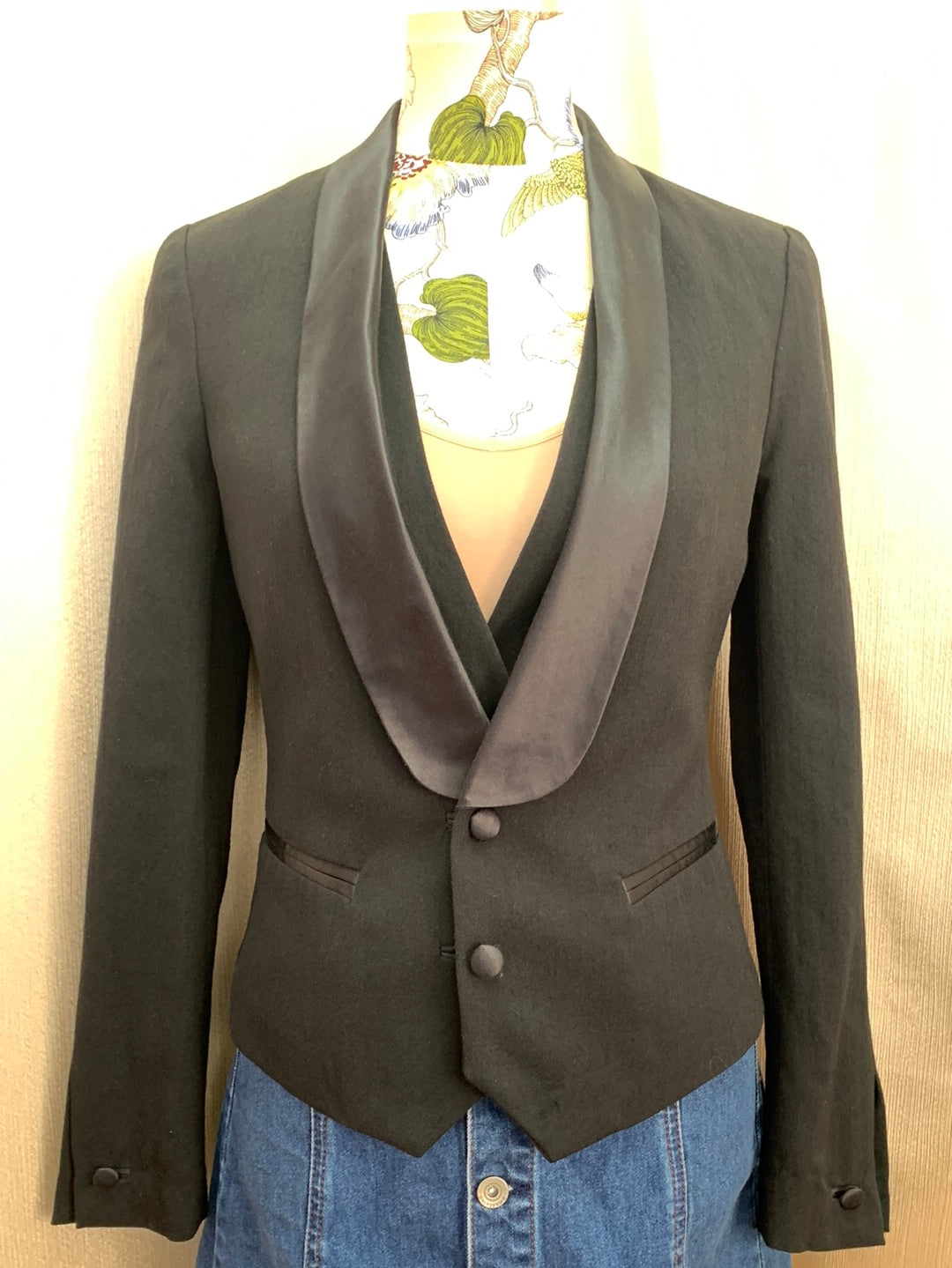 NWT - TORY BURCH black Wool Built-in Vest Tuxedo Olivier Blazer - 2