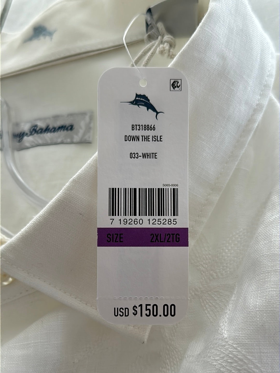NWT - TOMMY BAHAMA white Linen Down The Isle Embroidered Shirt - 2XL