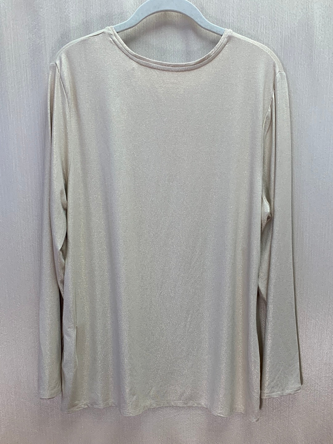 NWT - CHICO'S gold shimmer Long Sleeve Ultimate Tee Knit Top - 2 | US L