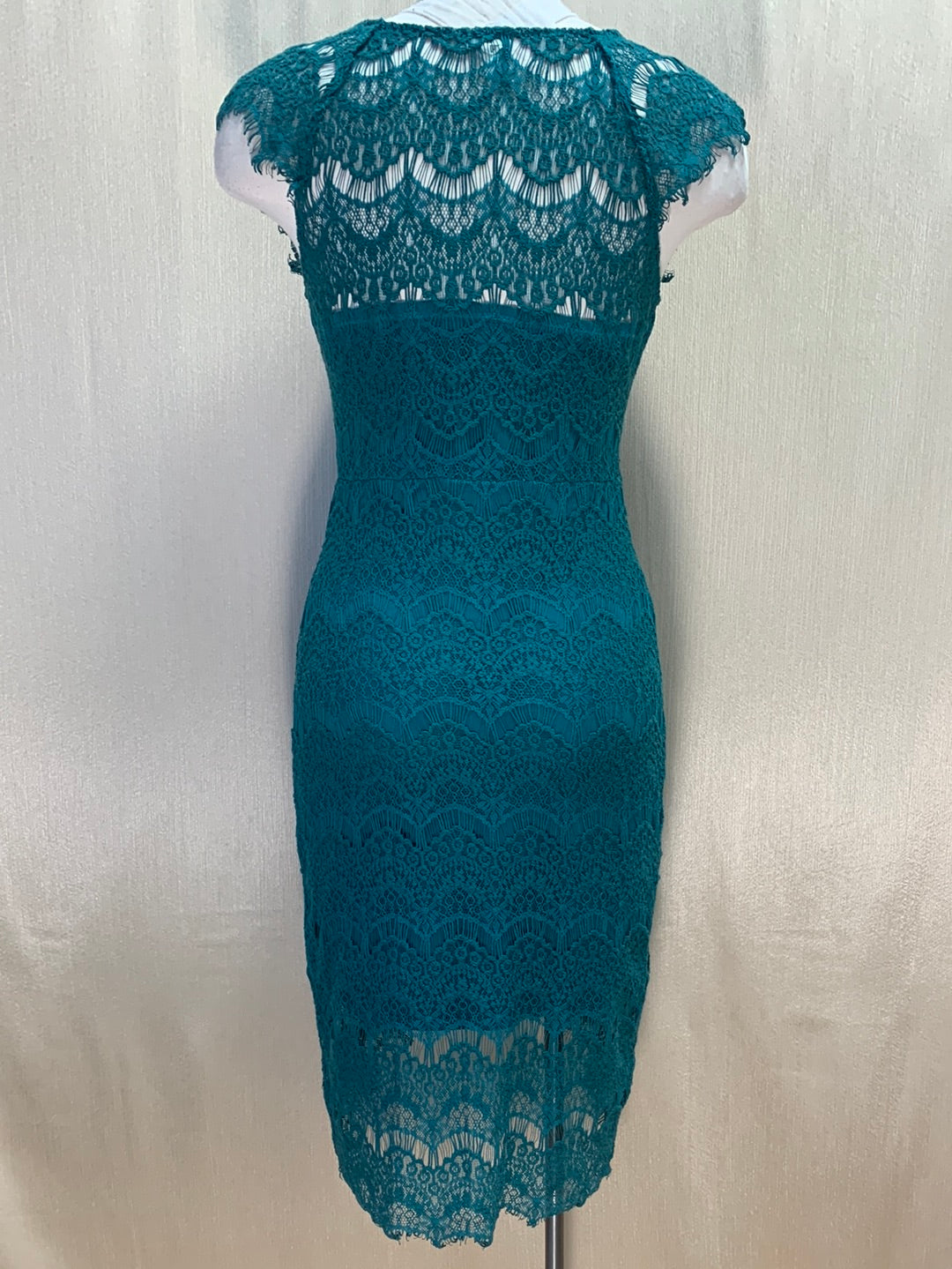 INTIMATELY FREE PEOPLE teal Lace Bodycon Cap Sleeve Slip Dress - L