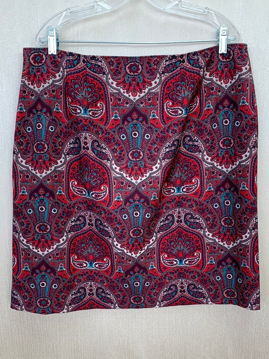 TALBOTS red brown Paisley Side Zip Lined Knee Length Skirt - 16