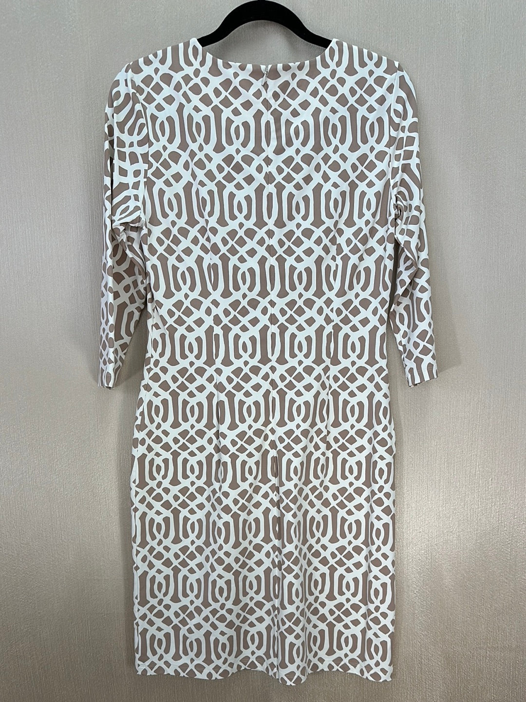 J. MCLAUGHLIN mocha white print Catalina Cloth 3/4 Sleeve Sophia Dress - M