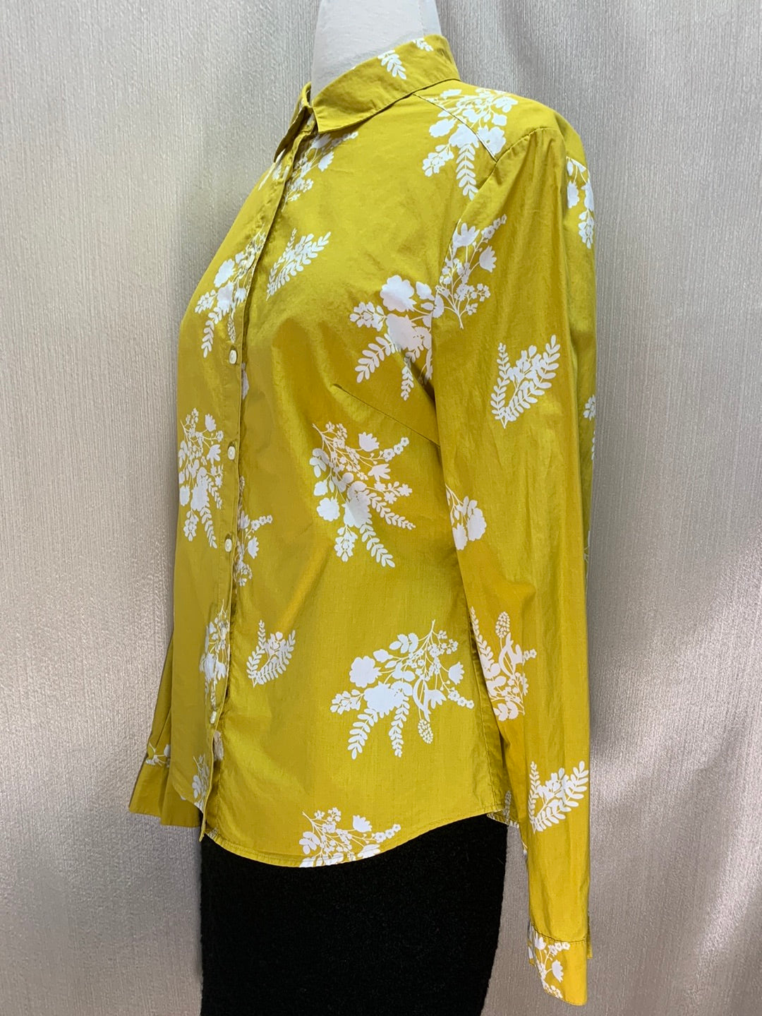 BODEN mustard yellow floral Button Up Long Sleeve Classic Shirt - US 8