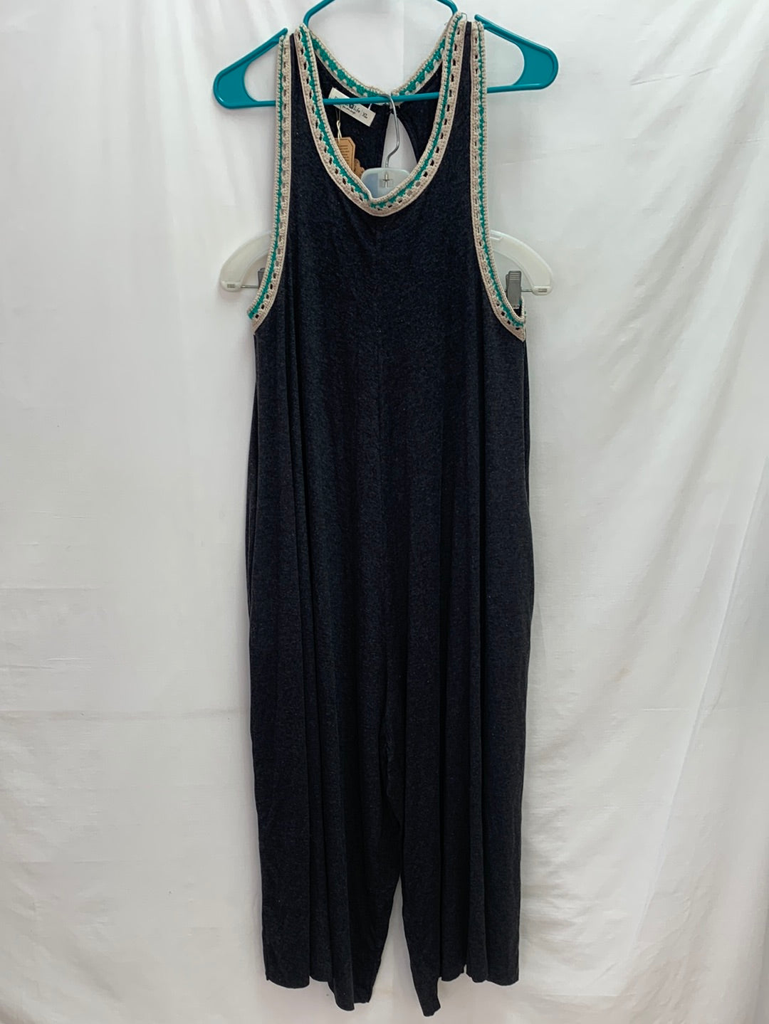 NWT - NATURAL LIFE charcoal gray Crochet Detail Willow Jumpsuit - XL