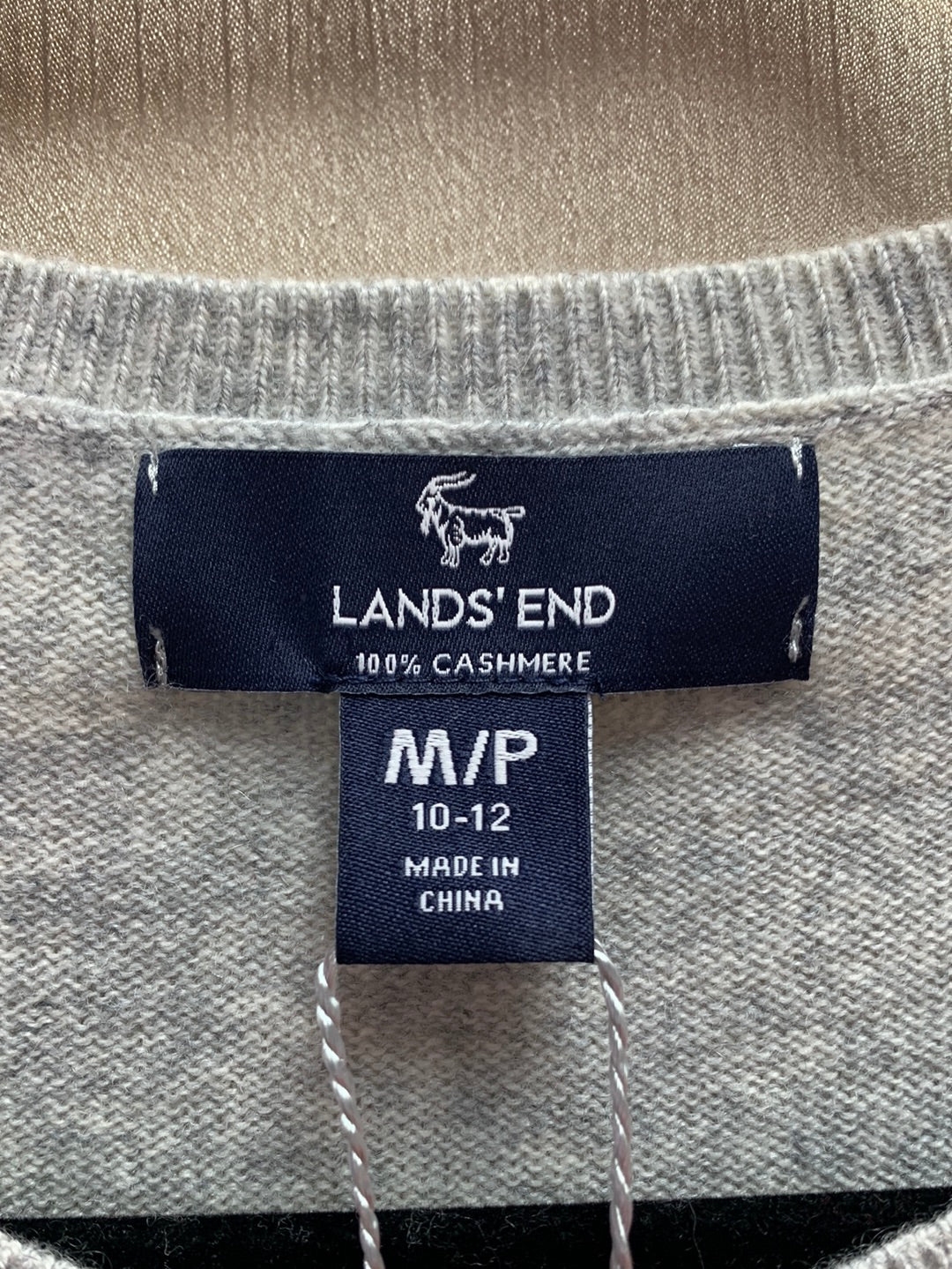 NWT - LANDS END heather grey Cashmere Button Front Cardigan - M/P | 10-12