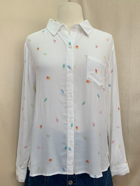 NWT - RAILS ANTHROPOLOGIE White Popsicles Print Long Sleeve Blouse - S