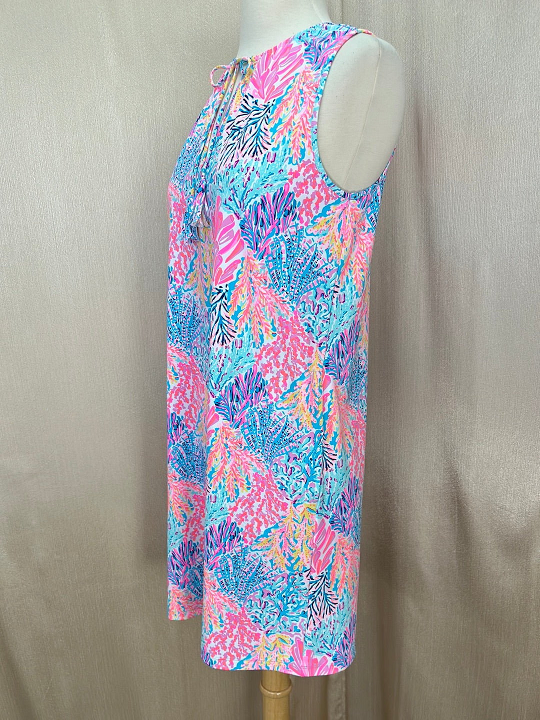 LILLY PULITZER pink blue Nylon Blend Splashdance Johana Coverup Dress - S