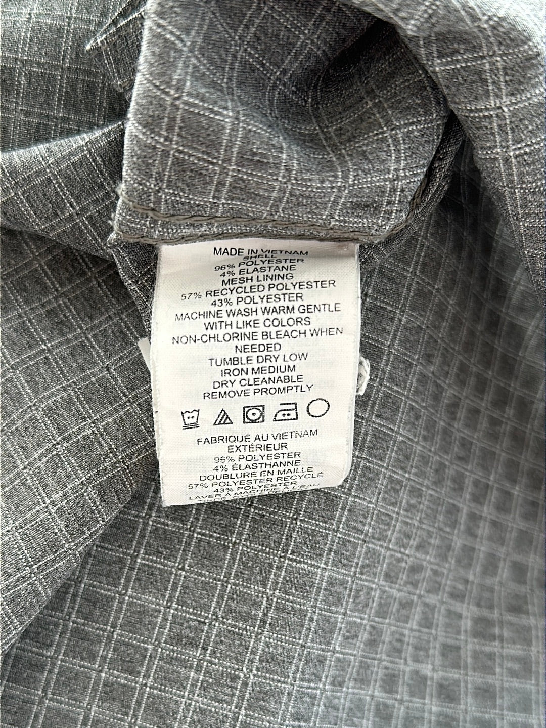 PRANA grey Plaid Vented Button Up Short Sleeve Shirt - Men's L