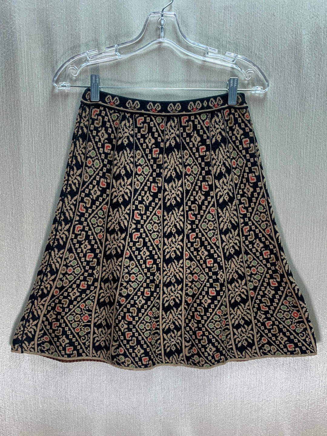PERUVIAN CONNECTION black tan Pima Cotton A-line Skirt - XS