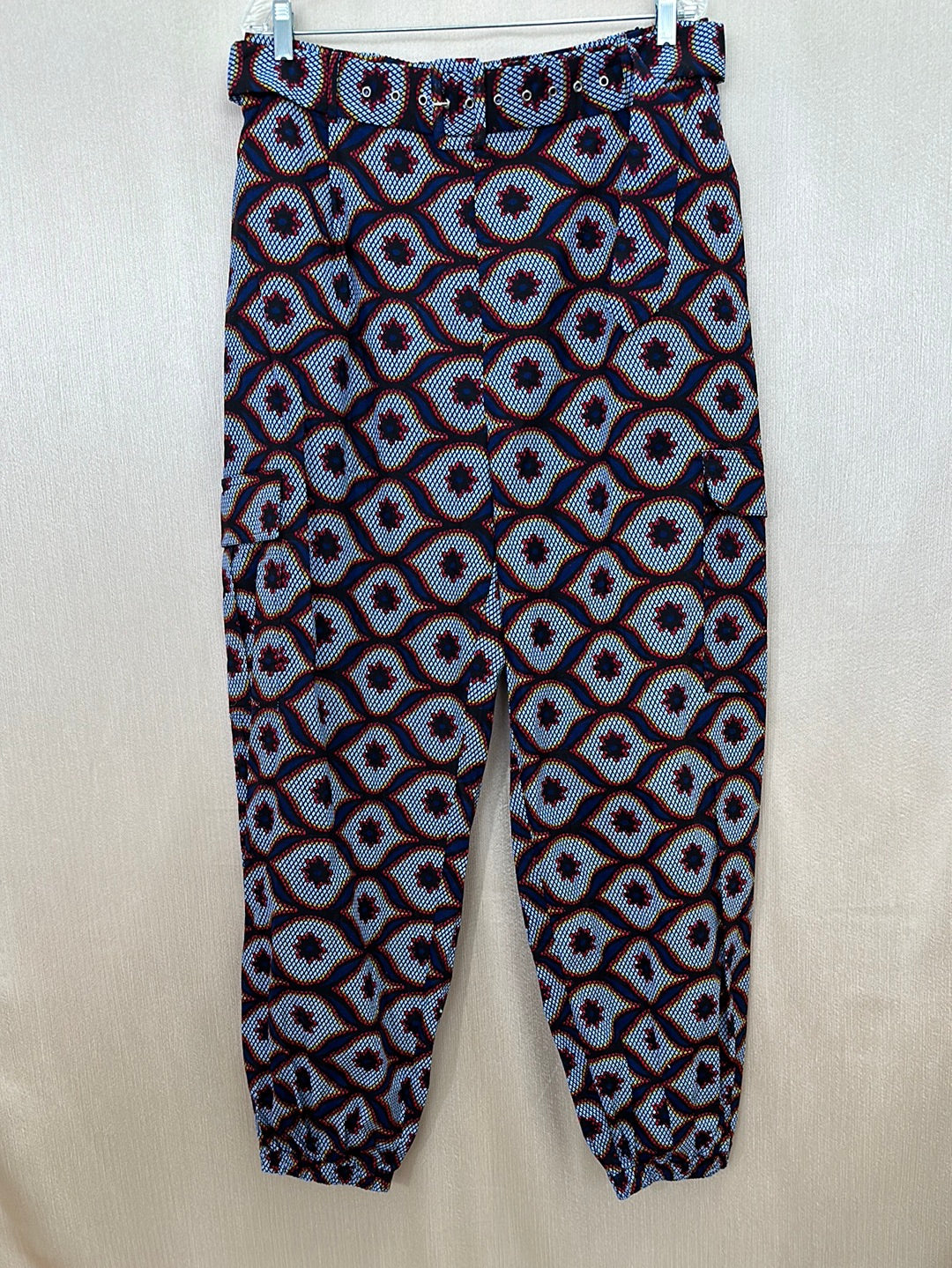 NWT - MAE OTTI blue print 100% Cotton Funbi African Joggers Pants - XXL