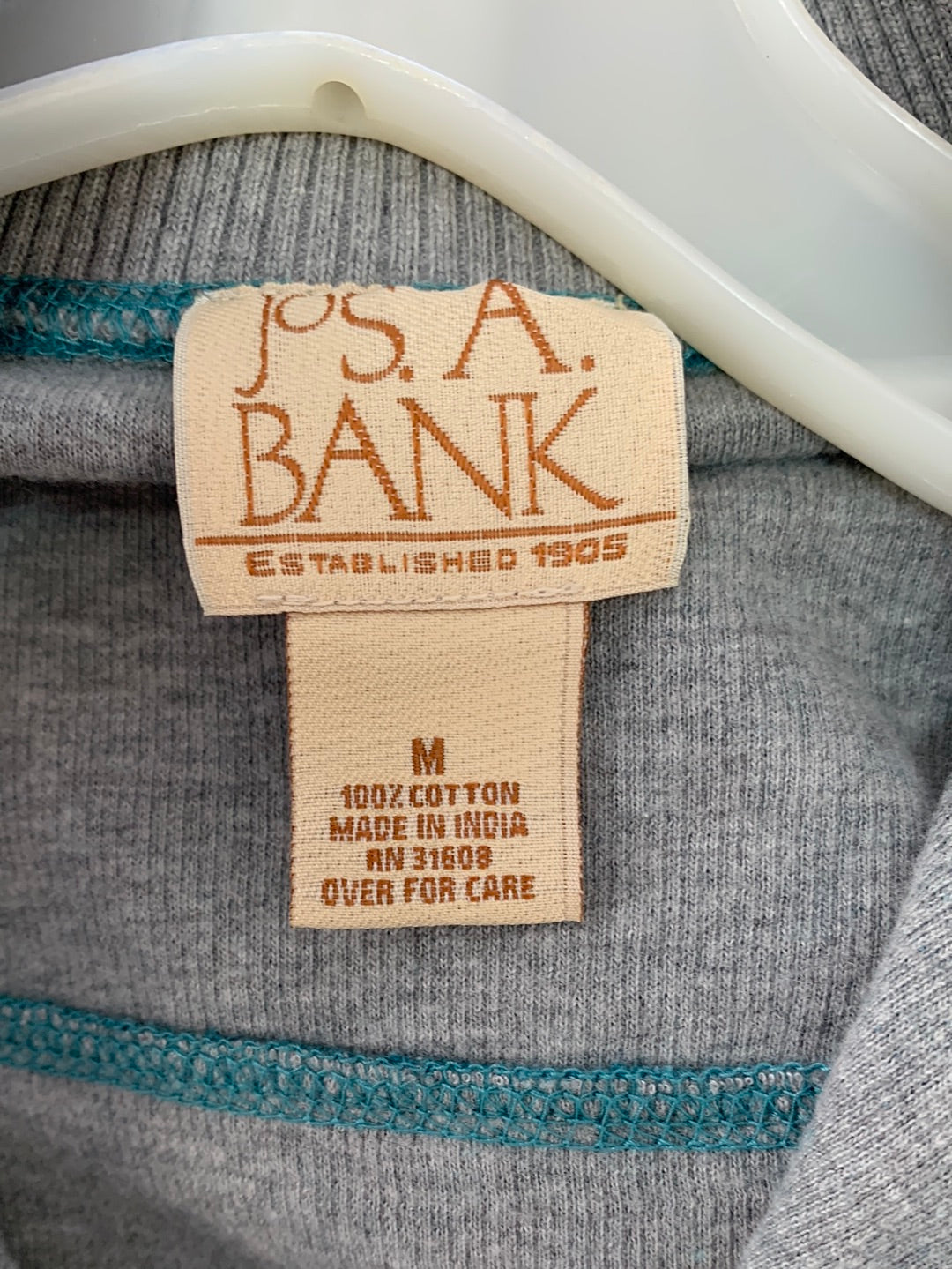 NWT - JOS A BANK aqua blue 100% Cotton 1/4 Zip Sweater - M