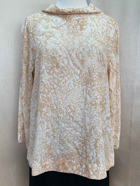 NWT - SOFT SURROUNDINGS golden tan print Rayon Adrienne Top - S