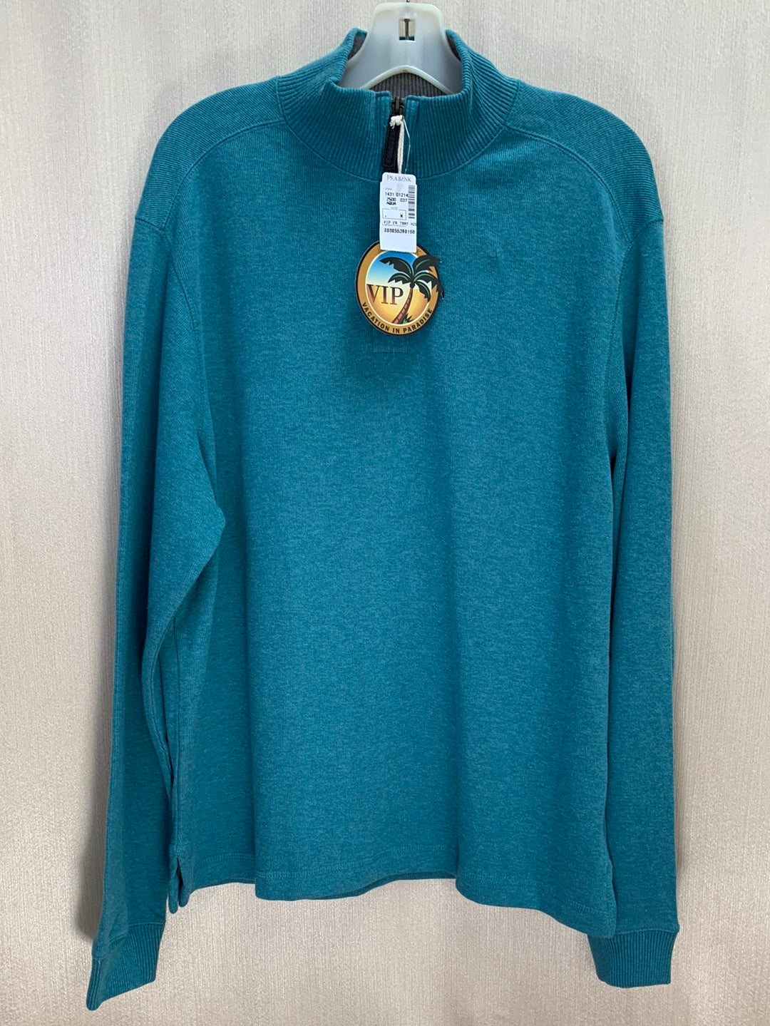 NWT - JOS A BANK aqua blue 100% Cotton 1/4 Zip Sweater - M