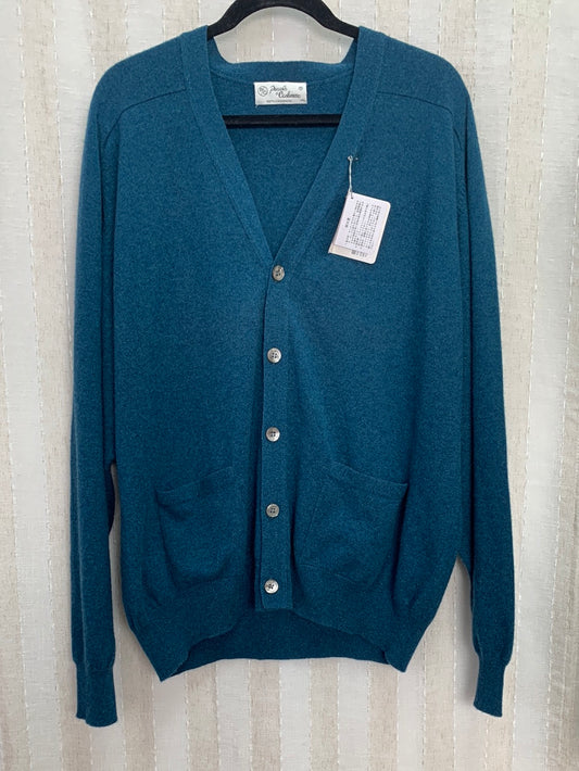 NWT - PEARLS & CASHMERE teal 100% Cashmere Cardigan Sweater - 2XL