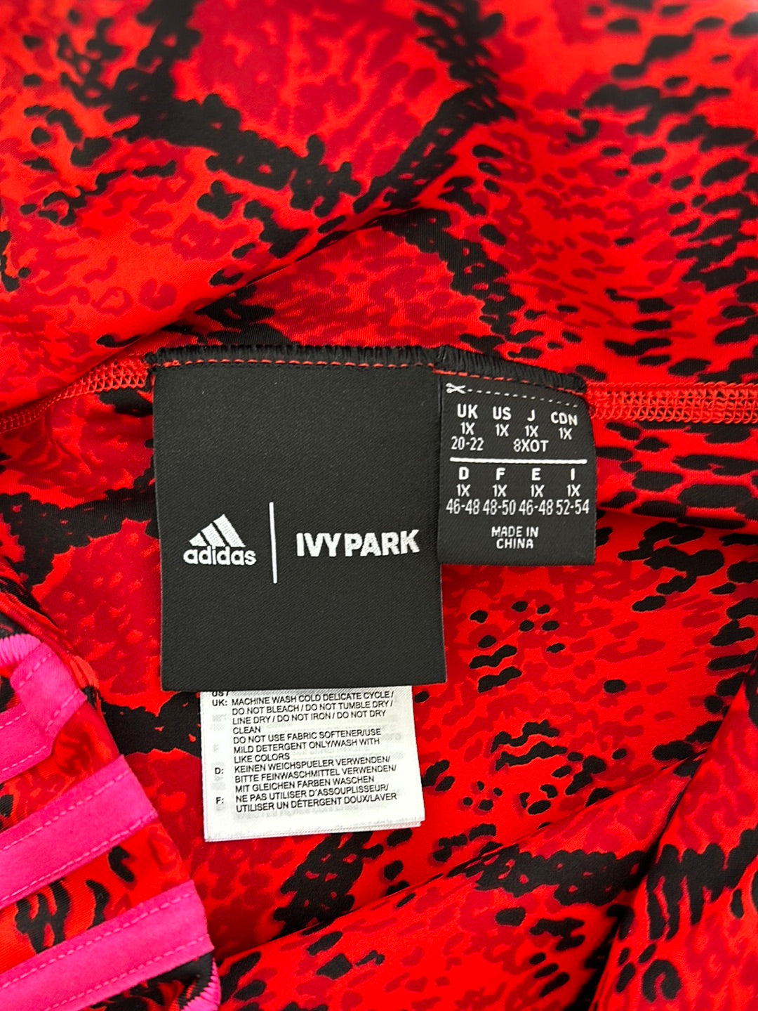 ADIDAS x IVY PARK red black pink Snakeskin Print Tights - 1X