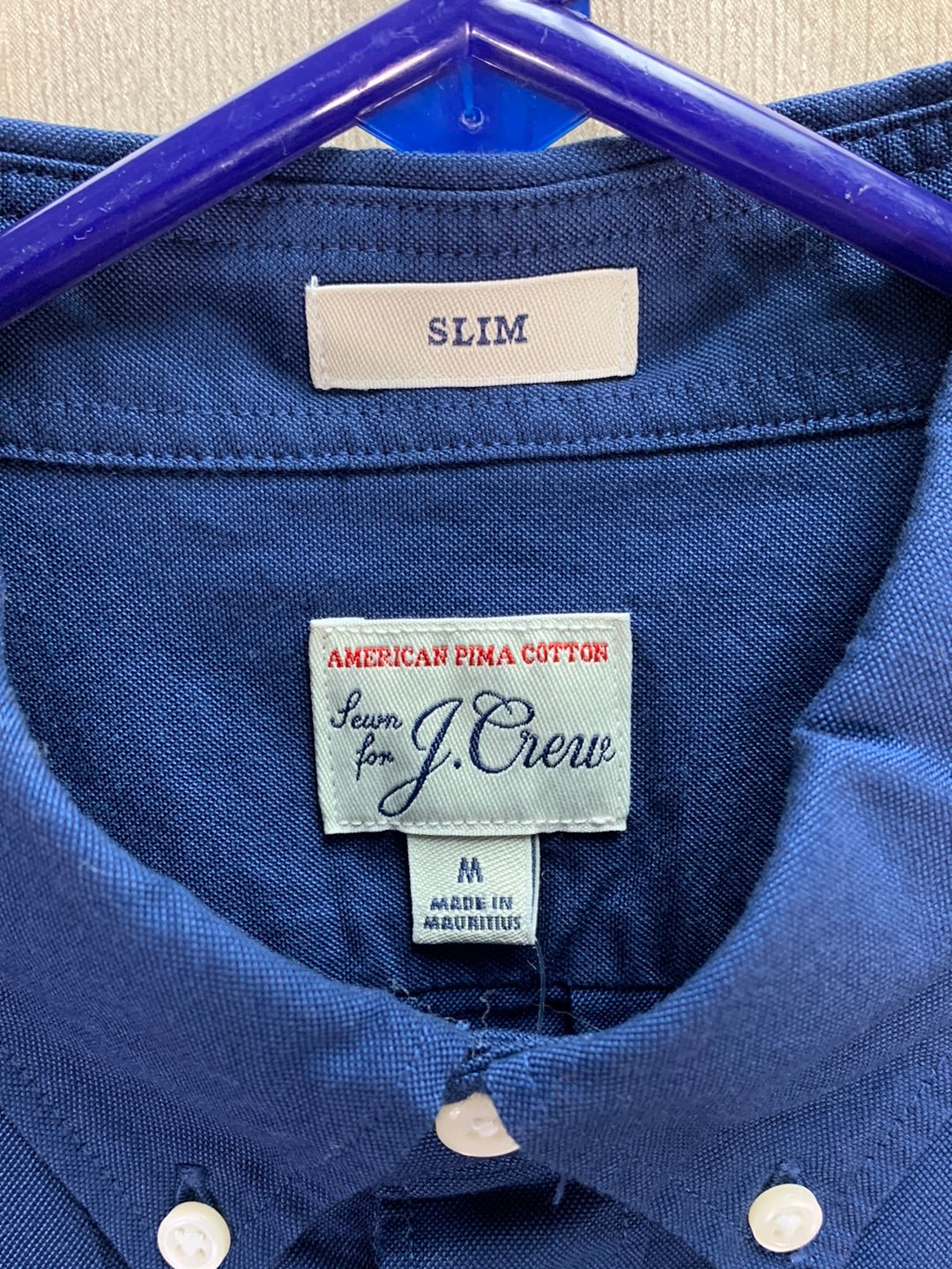 NWT - J. CREW dark blue American Pima Cotton Slim Button Down Shirt - M