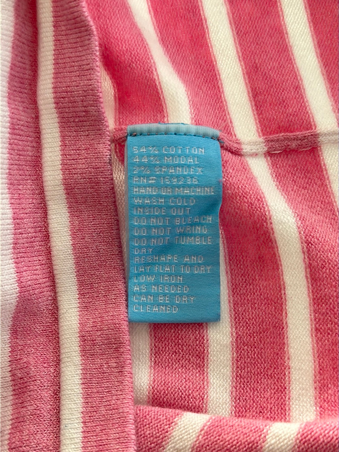 J. MCLAUGHLIN pink white Stripe Cotton Modal Blend Pocket Sweater - S