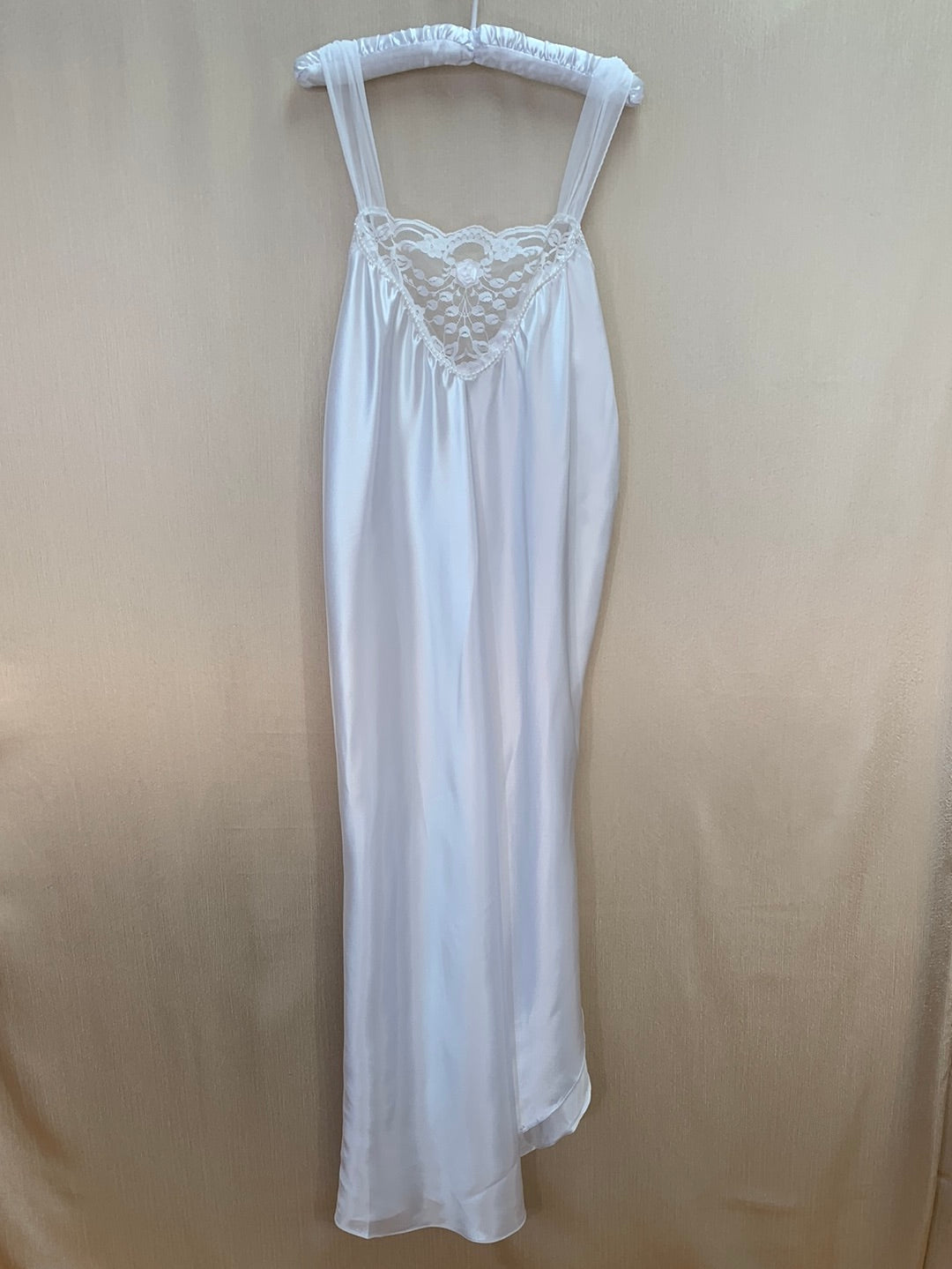 NWT VINTAGE - APPEL white Lace Satin Long Nightgown & Sheer Robe - L