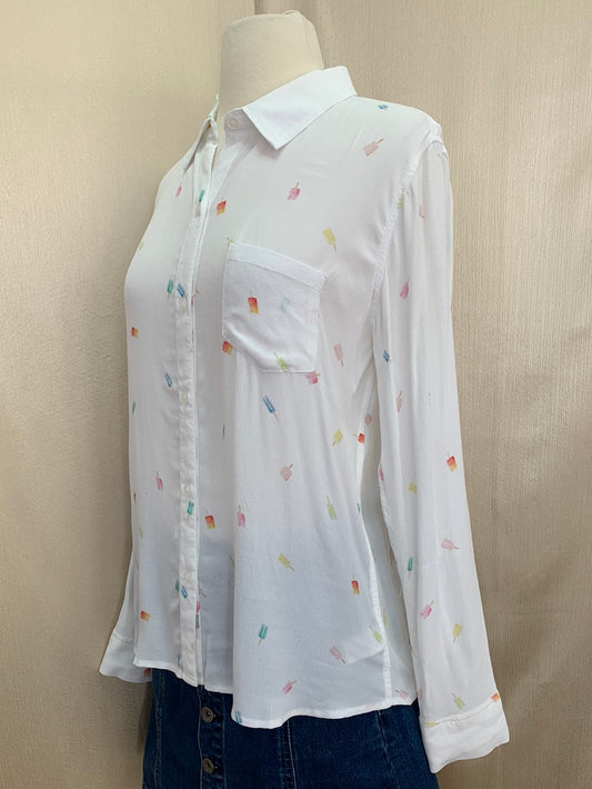 NWT - RAILS ANTHROPOLOGIE White Popsicles Print Long Sleeve Blouse - S
