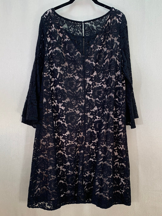 NWT - LANE BRYANT black nude Lace Overlay Lined Bell Sleeve Shift Dress - 18