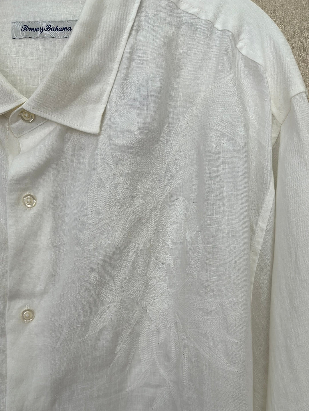 NWT - TOMMY BAHAMA white Linen Down The Isle Embroidered Shirt - 2XL