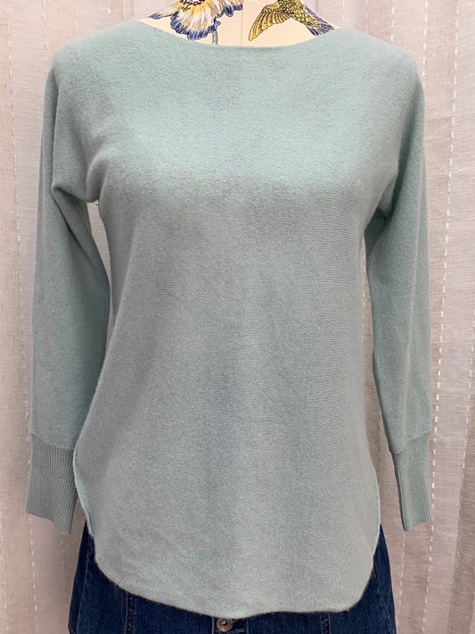 HALOGEN light blue Long Sleeve Cashmere Sweater - Small
