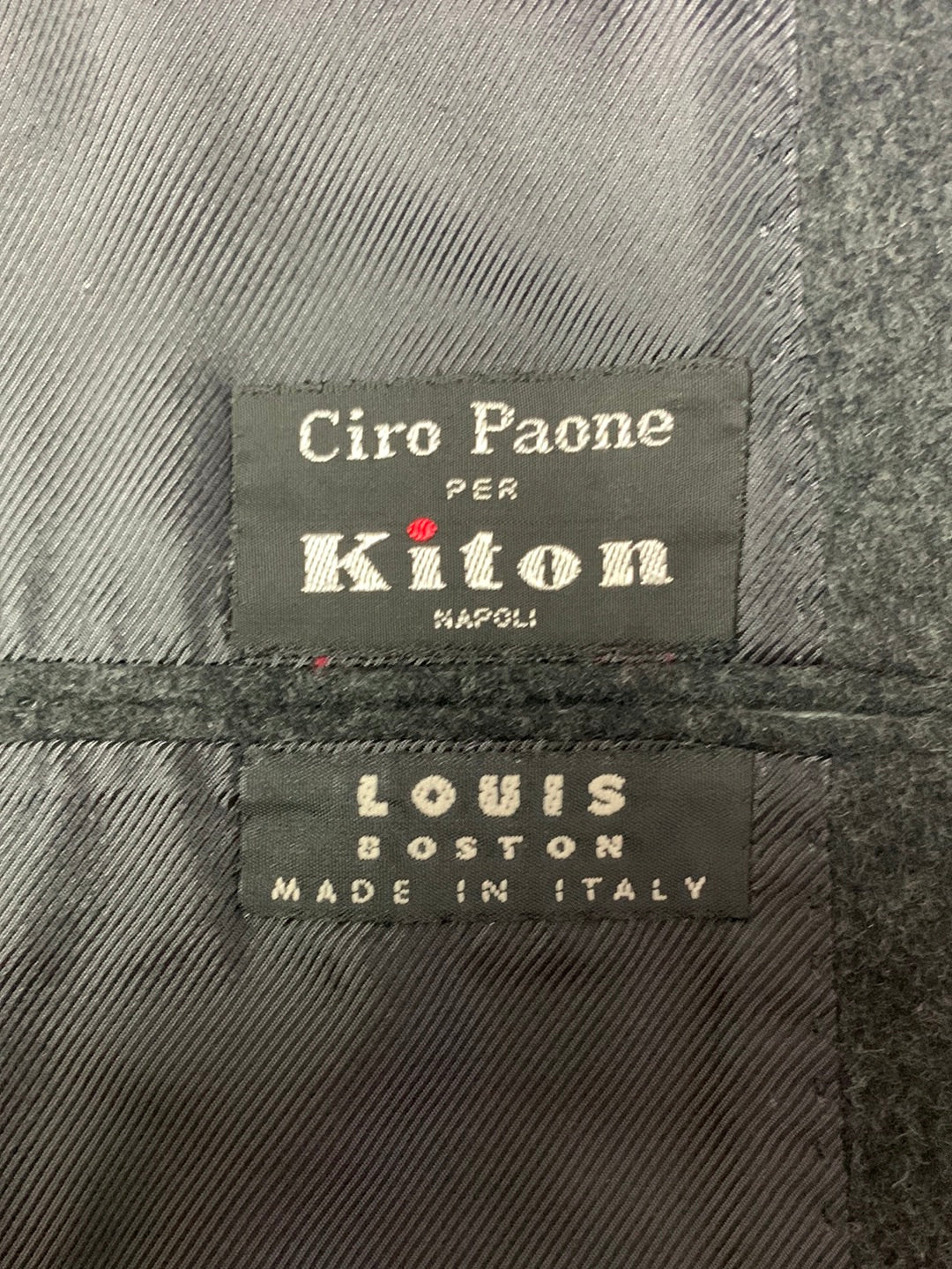 KITON Napoli charcoal 100% Cashmere Patch Pocket Sport 3/4 Length Overcoat - 50
