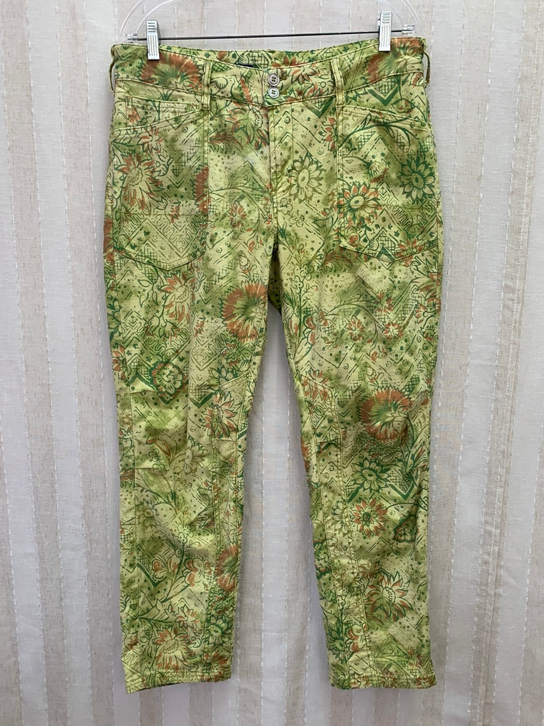 PILCRO ANTHROPOLOGIE green floral print Low Rise The Wanderer Pants - 31