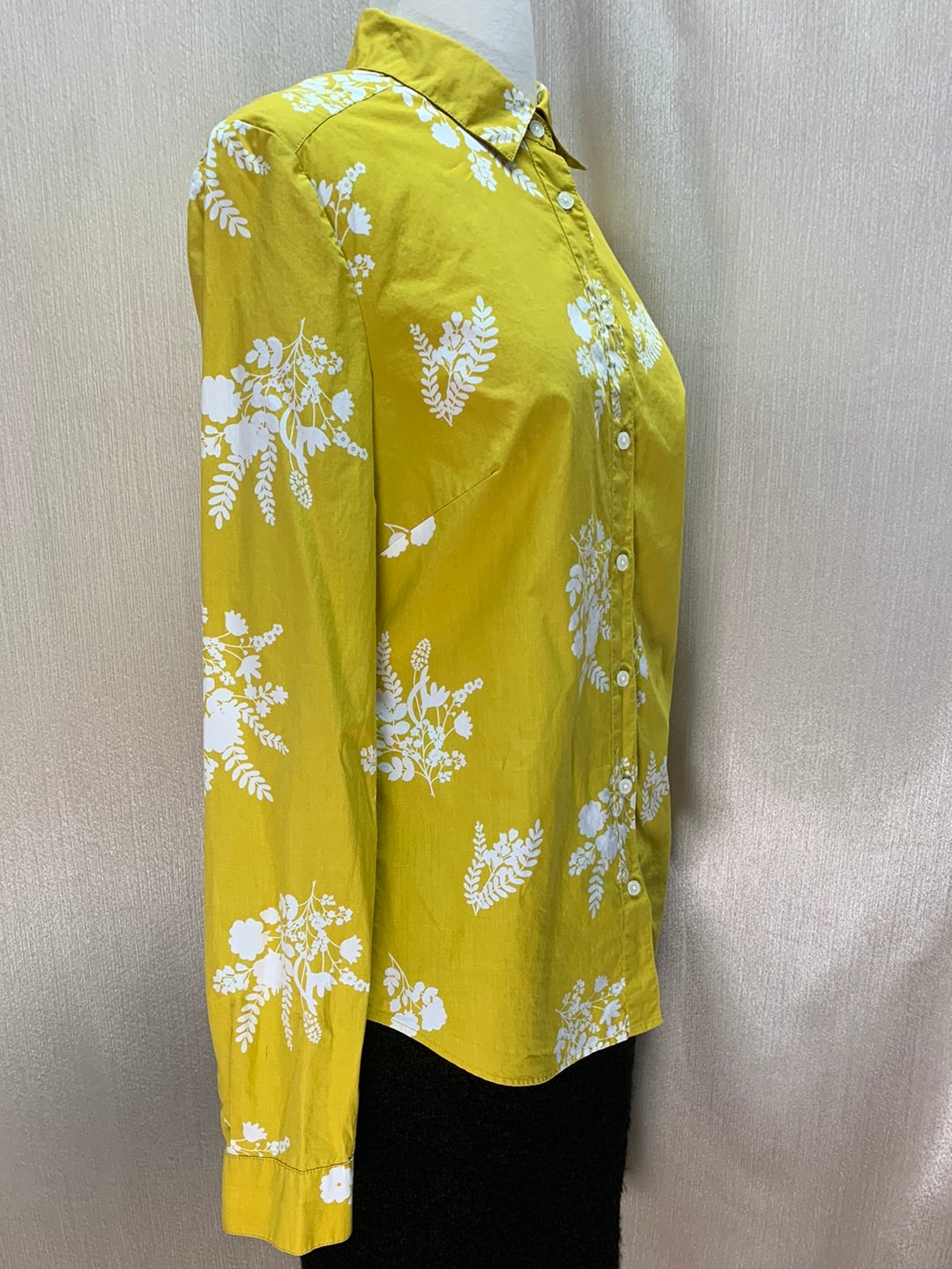 BODEN mustard yellow floral Button Up Long Sleeve Classic Shirt - US 8