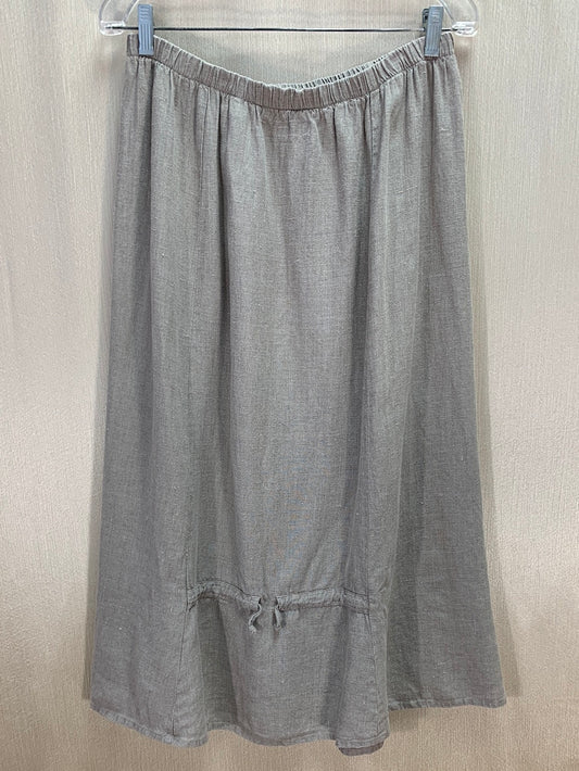 FLAX oatmeal tan Linen 32.5" Long Midi Maxi Pull On Skirt - L