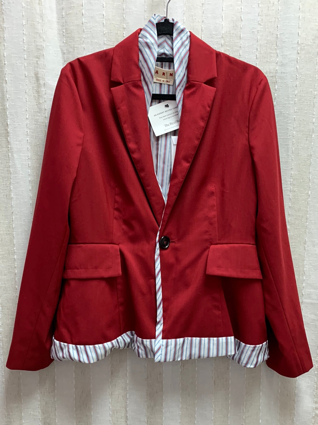 NWT - MARNI china red stripe lined Tropical Wool Jacket - 44