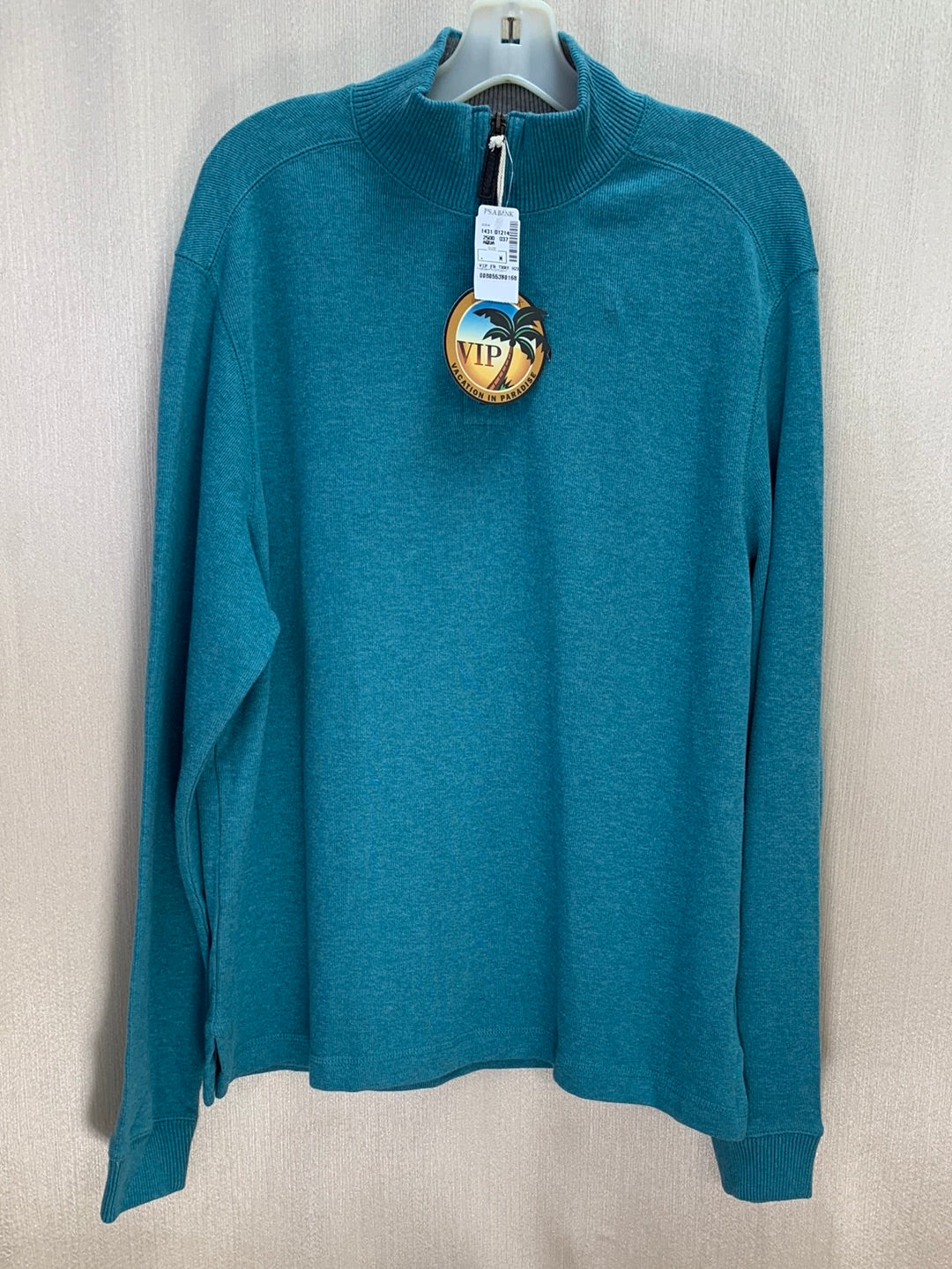 NWT - JOS A BANK aqua blue 100% Cotton 1/4 Zip Sweater - M
