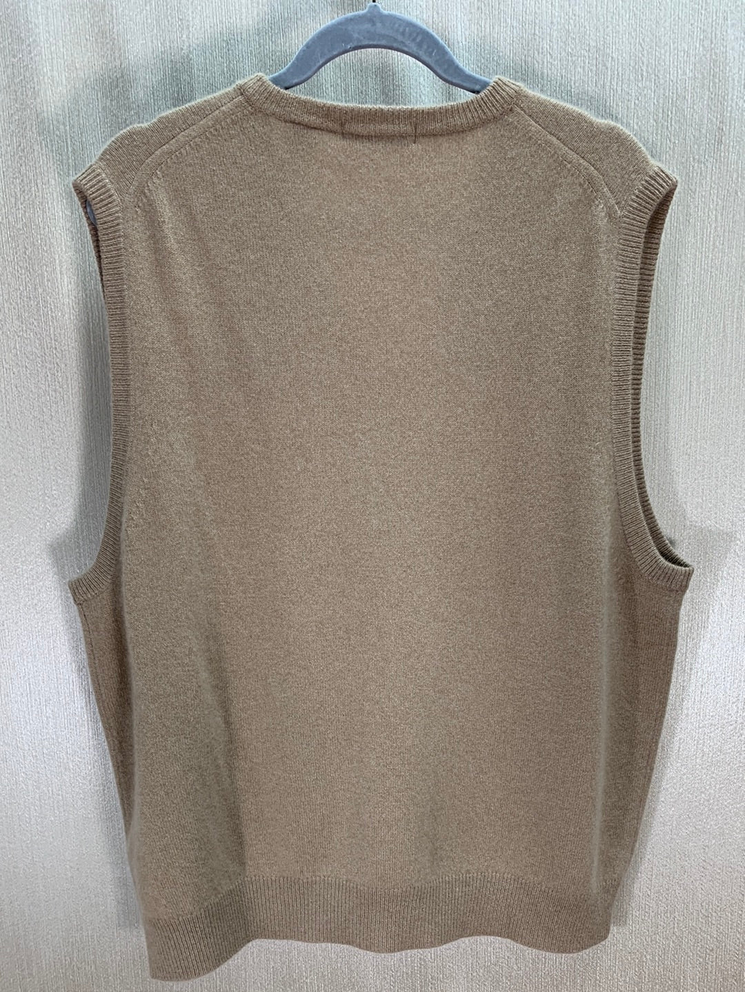 Grant Thomas 2 Ply Cashmere V Neck Sweater Brown Ribbed Trim Casual popular Mens XL