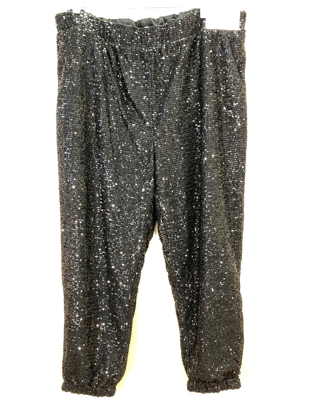 NWT - SERRA black Sequin Pull On Jogger Pants - XL | 16-18